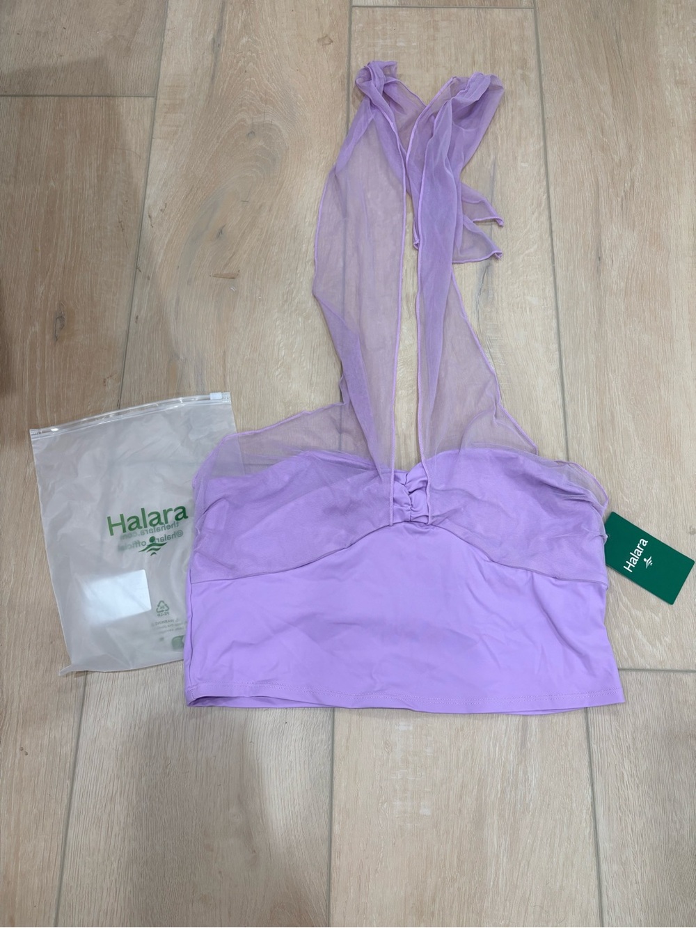 HALARA Lavender Sheer Halter Crop Top